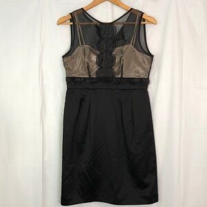 LONDON TIMES ORGANZA BODICE SATIN BOTTOM SLEEVELESS SHEATH PARTY DRESS SIZE 10P